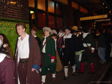 How many pubs can a regiment of 17th century people get thrown out of in 21st century Sydney??